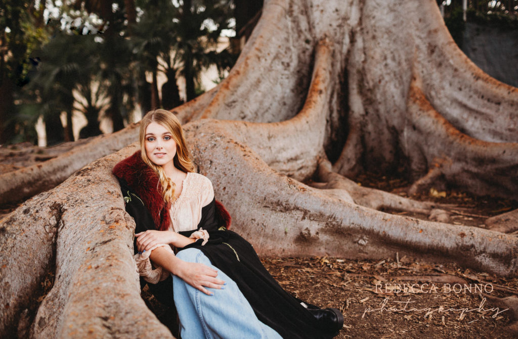 fun senior Session in a huge tree with rebecca bonno Photography